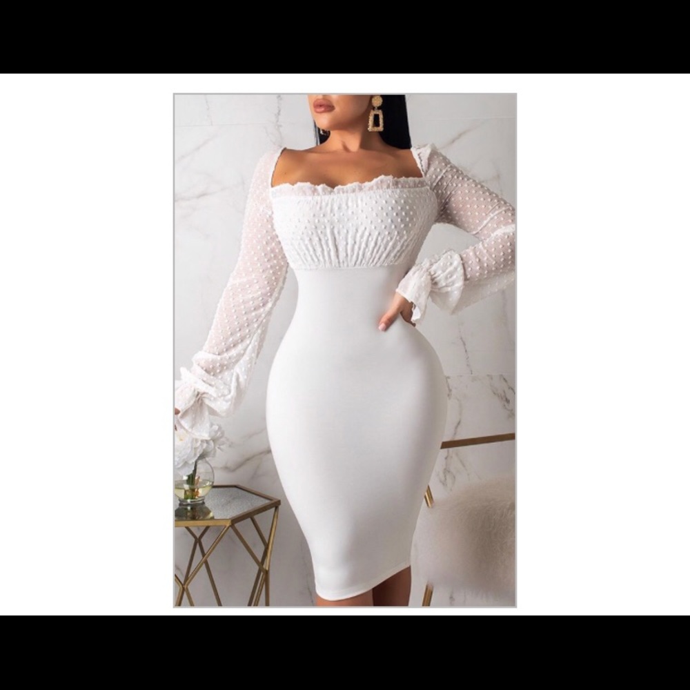 Classy White Lace Dress